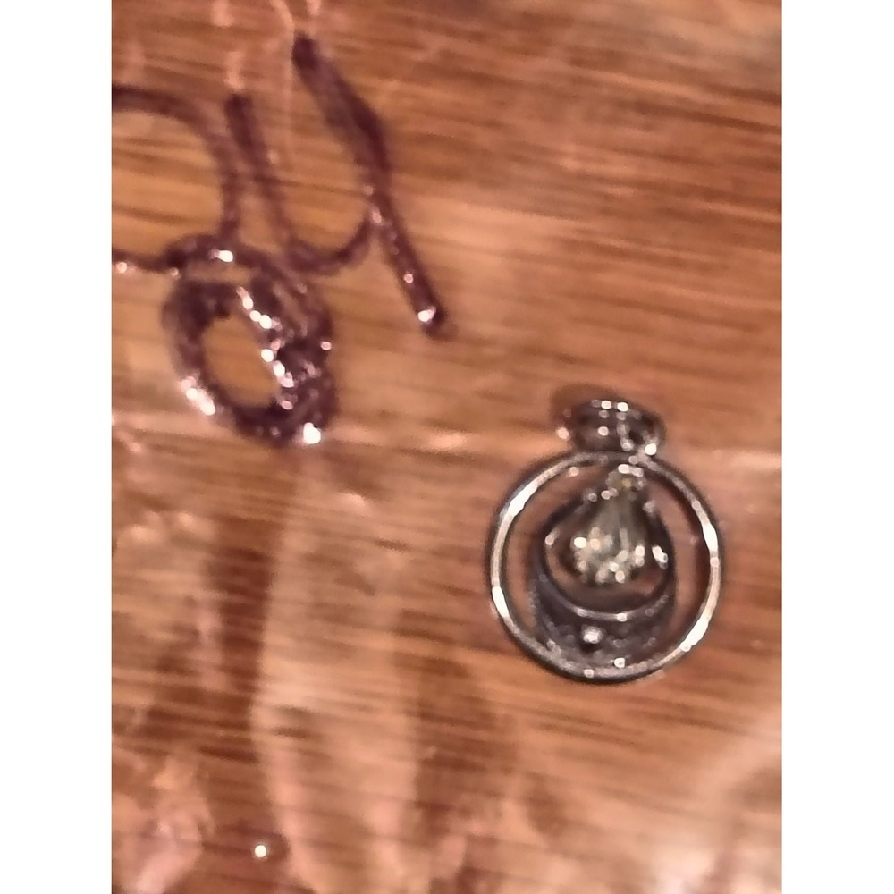 Silver Teardrop Crystal Circle Pendant Charm Womens Pear Rhinestone Swirl